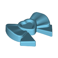 Lego Headwear Accessory Bow with Heart, Long Ribbon and Pin / Medium Azure