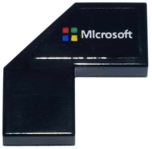 Lego Tile, Modified Facet 2 x 2 with White 'Microsoft' and 4 Squares Logo Pattern Model Left Side (Sticker) - Set 77248