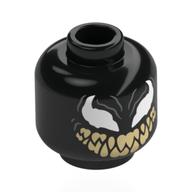 Lego Minifig Head Venom, White Spider Eyes, Tan Sharp Teeth / Black