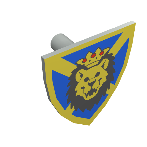 Lego Shield Triangular with Lion Head, Blue and Yellow Print / Light Gray