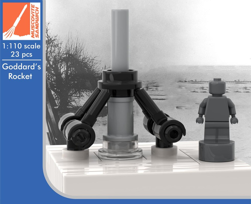 Lego Goddard Rocket [1:110 scale] (World's first liquid fueled rocket)