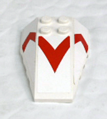 Lego Wedge 6 x 4 Triple Curved with Red 'V' Pattern (Stickers) - Set 8161