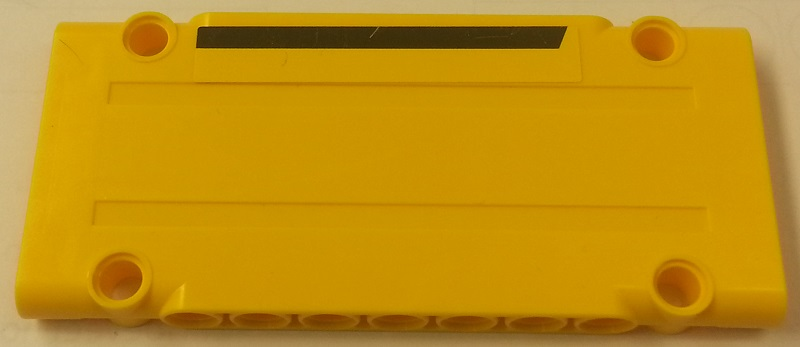 Lego Technic, Panel Plate 5 x 11 x 1 with Black Horizontal Stripe on Yellow Background Pattern Model Left Side (Sticker) - Set 8264 / Yellow