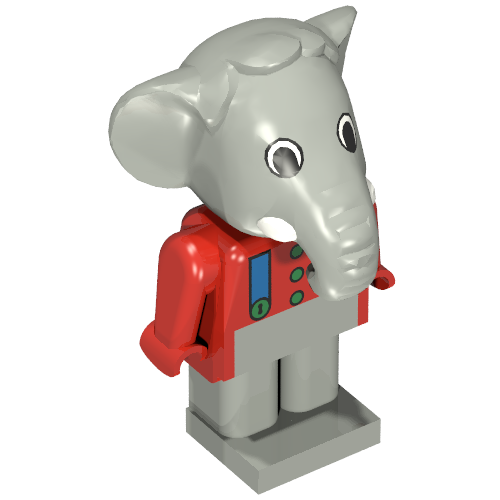 Lego Fabuland Figure, Edward (Elton) Elephant with Suspenders / Red