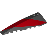 Lego Brick Wedged, Curved 10 x 3 Left with Red Stripe Print