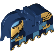 Lego Animal / Creature Accessory, Horse Barding with Gold Crowns and Gold Plate Armour Print / Dark Blue