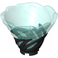 Lego Cone Reverse, Spinner, with Marbled Trans-Light Blue Pattern / Black