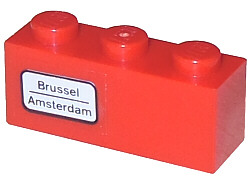 Lego Brick 1 x 3 with 'Brussel - Amsterdam' Pattern on Left (Sticker) - Set 7745