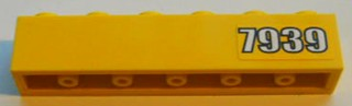 Lego Brick 1 x 6 with White '7939' on Yellow Background Pattern Right Side (Sticker) - Set 7939 / Yellow