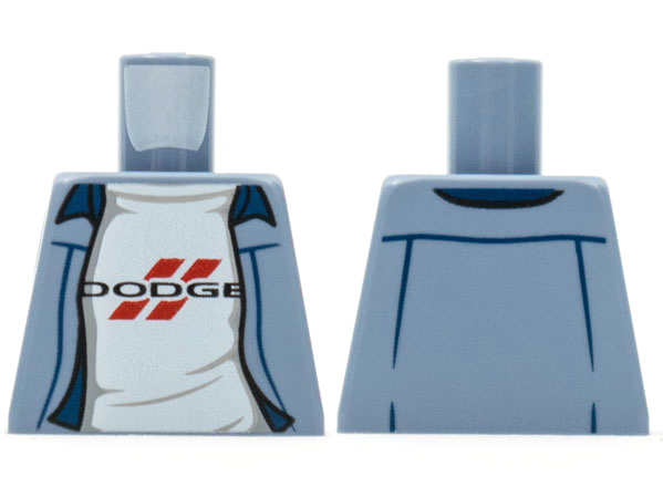 Lego Torso Jacket with Dodge Logo on White Rumpled Shirt Pattern / Sand Blue