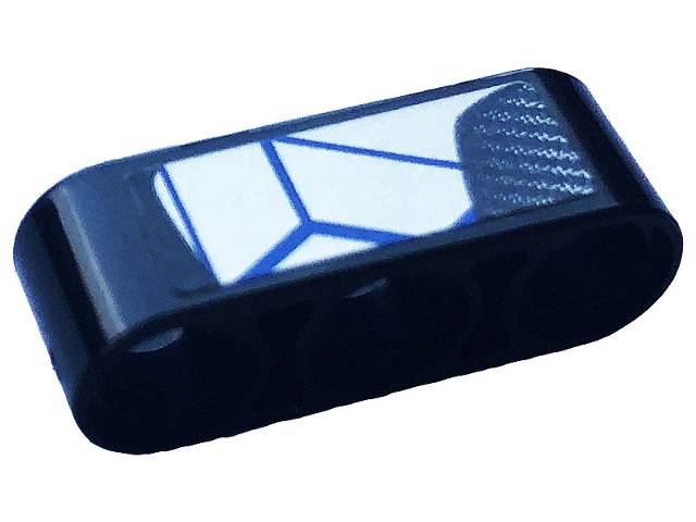 Lego Technic, Liftarm Thick 1 x 3 with Carbon Fiber and Blue and Silver Race Pattern Model Left Side (Sticker) - Set 42123