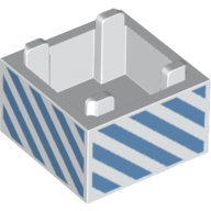 Lego Container Box 2 x 2 x 1 with Medium Blue Diagonal Stripes Print / White
