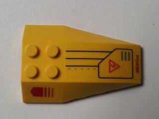 Lego Wedge 6 x 4 Triple Curved with Red Arrow, Electricity Danger Sign and 'POWER' Pattern (Stickers) - Set 7712