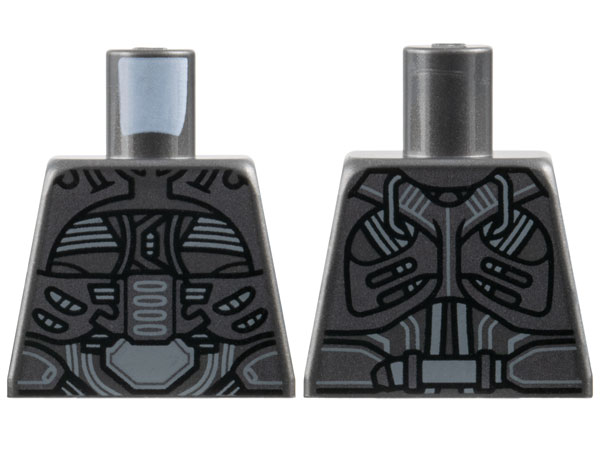 Lego Torso Armor with Silver Panels and Light Bluish Gray Straps Pattern / Pearl Dark Gray