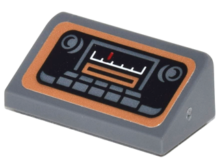 Lego Slope 30 1 x 2 x 2/3 with Radio Panel and Buttons Pattern (Sticker) - Set 70906 / Dark Bluish Gray
