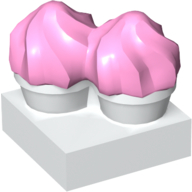 Lego Duplo Food, Two Cakes on Plate Pink / White