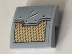 Lego Slope, Curved 2 x 2 x 2/3 with Gold and Light Bluish Gray Panel Pattern (Sticker) - Set 76099 / Light Bluish Gray