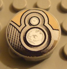 Lego Tile, Round 2 x 2 with Fancy Headlights Pattern (Sticker) - Set 8371