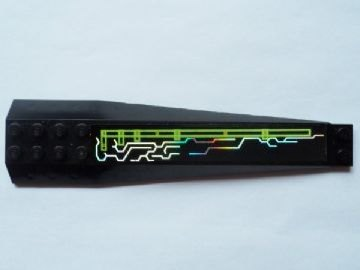 Lego Wedge 16 x 4 Triple Curved with Reinforcements with Iridescent Mirrored Circuitry Pattern Right (Sticker) - Set 7646 / Black