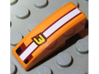 Lego Slope, Curved 3 x 1 with Number 3 and White Stripe Pattern (Sticker) - Set 8304