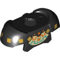 Lego Minifig Neckwear Armor Shoulder Pads with Gold Squares, Orange/Turquoise Shapes on Tan Field print / Black