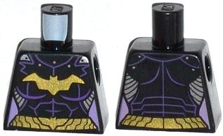 Lego Torso Batman Female Logo with Body Armor and Gold Belt Pattern / Black