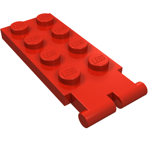 Lego Hinge Plate 2 x 4 - Male (Digger Bucket Holder) / Red