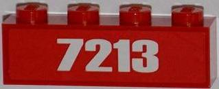 Lego Brick 1 x 4 with White '7213' Pattern (Sticker) - Set 7213