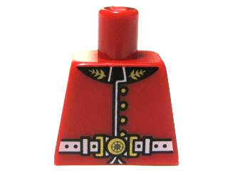 Lego Torso Royal Guard Uniform with Gold Buttons and Black Collar, White Belt with Buckle Pattern / Red