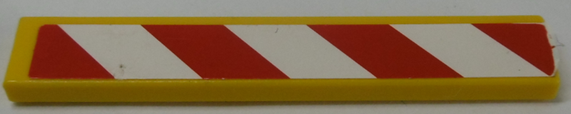 Lego Tile 1 x 6 with Red and White Danger Stripes Pattern Model Right Side (Sticker) - Set 42009 / Yellow