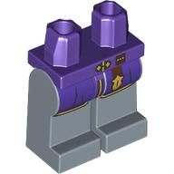 Lego Hips and Sand Blue Legs with Dark Purple Coat Tails, Gold Trim, Reddish Brown Belt Print / Dark Purple