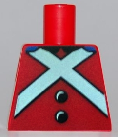 Lego Torso Royal Guard Uniform with Black Buttons and White Crossed Belts Pattern / Red