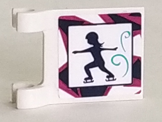 Lego Flag 2 x 2 Square with Flat Edge with Female Figure Skater Pattern (Sticker) - Set 41322 / White