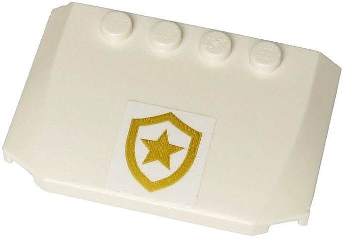 Lego Wedge 4 x 6 x 2/3 Triple Curved with Police Gold Star Badge Logo on White Background Pattern (Sticker) - Sets 60245 / 60246