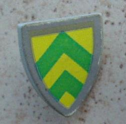 Lego Minifigure, Shield Triangular Short with Green Chevrons on Yellow Background Pattern (Sticker) - Sets 375 / 6075