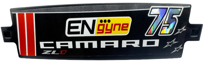 Lego Technic, Panel Curved 3 x 13 with Holographic Number 75, 'ENgyne', 'CAMARO ZL1', 3 Stars and Red and White Stripes Pattern (Sticker) - Set 42153 / Black