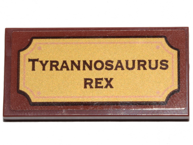 Lego Tile 2 x 4 with 'TYRANNOSAURUS REX' Pattern (Sticker) - Set 21320