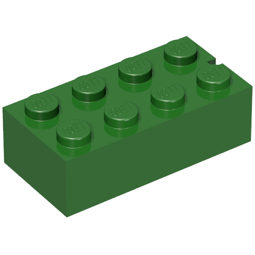 Lego Brick 2 x 4 without Bottom Tubes, Slotted (with 1 slot) / Vintage Green