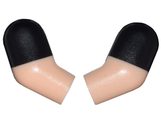 Lego Arm, (Matching Left and Right) Pair with Molded Black Short Sleeves  Pattern / Light Nougat