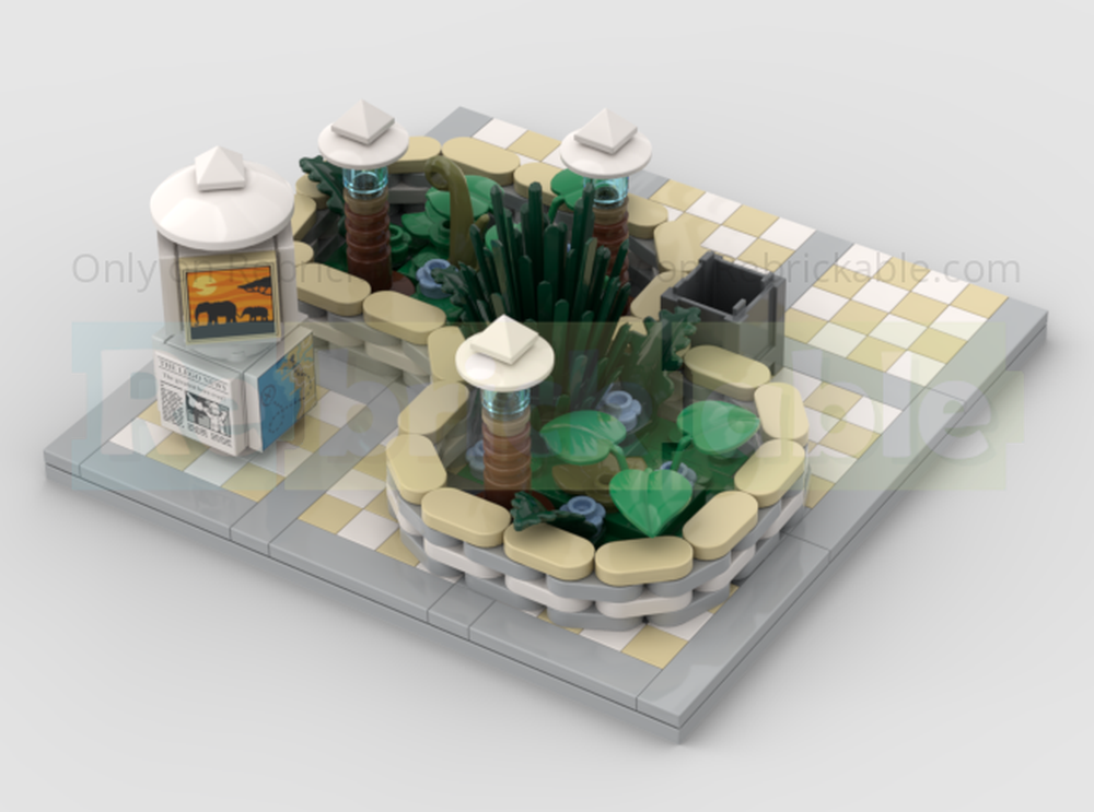 Lego City Garden with newspaper