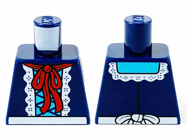 Lego Torso Jacket with White Lace Trim and Magenta Bow Pattern / Dark Blue