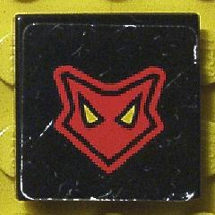 Lego Tile 2 x 2 with Red Mask on Black Background Pattern (Sticker) - Set 8226 / Black