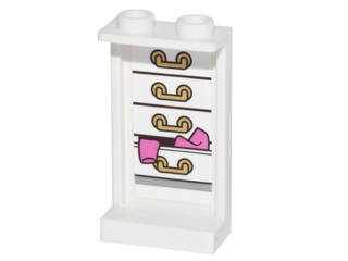 Lego Panel 1 x 2 x 3 with Side Supports - Hollow Studs with 4 Drawers and Clothes Hanging Out on Inside Pattern (Sticker) - Set 41067