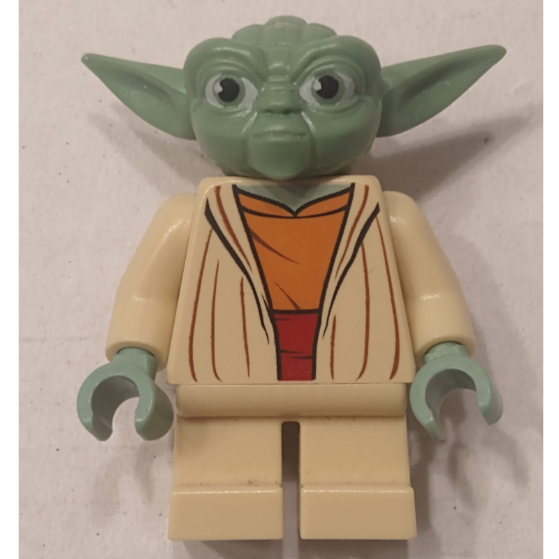 Lego Yoda, Sand Green Head with White Hair, Dark Orange Undershirt
