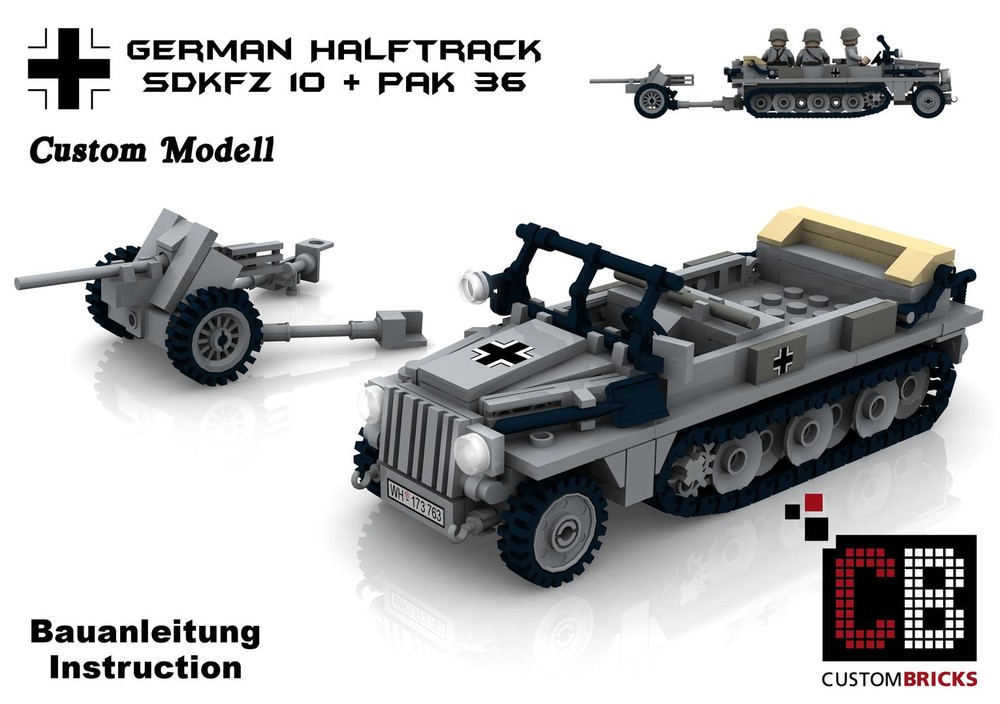 Lego Custom WW2 SdKfz 10 with PaK 36