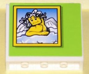 Lego Panel 1 x 4 x 3 - Hollow Studs with Angel Picture on Green Background Pattern (Sticker) - Set 8160
