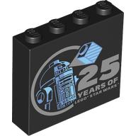 Lego Brick 1 x 4 x 3 with R2-D2, Hologram Brick, '25 YEARS OF LEGO STAR WARS' print / Black