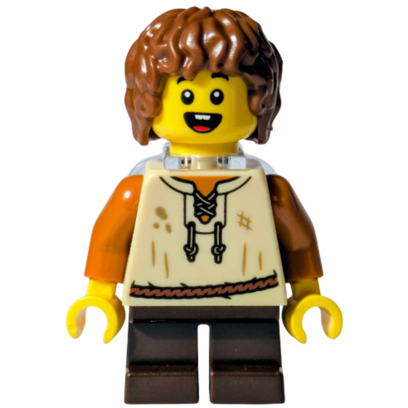 Lego Elf, Tan Torso, Dark Brown Legs, Reddish Brown Hair, Neckbracket