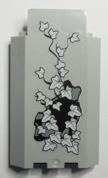 Lego Panel 3 x 3 x 6 Corner Wall without Bottom Indentations with Bricks, 22 White Ivy Leaves Pattern, Glow in the Dark (Sticker) - Set 9468