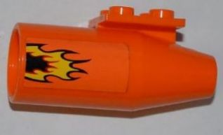 Lego Engine, Smooth Large, 2 x 2 Thin Top Plate with Yellow Flames Pattern Model Left Side (Sticker) - Set 7971